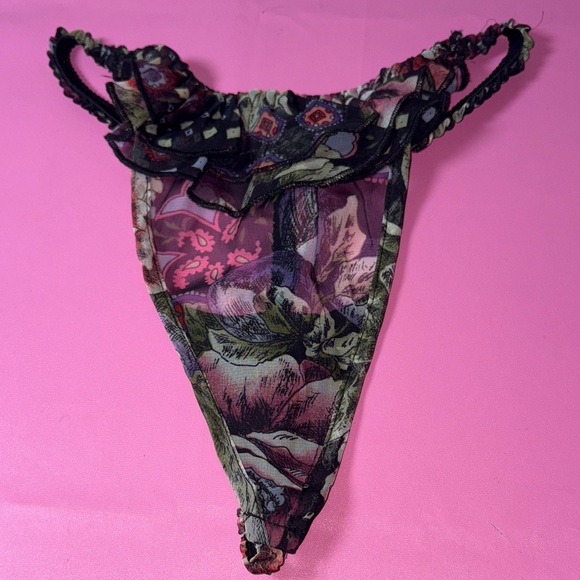 Victoria's Secret Floral Mesh Panties - Black and Pink - Picture 1 of 5